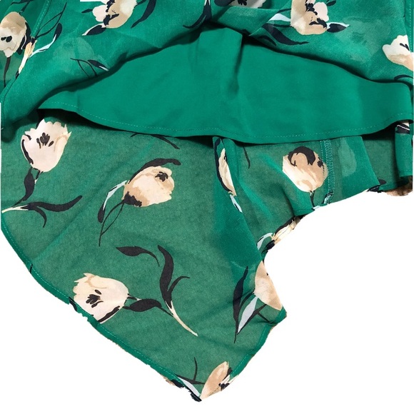 NWT Banana Republic Women’s Asymmetrical Fit & Flare Floral Green Dress 00P - Picture 2 of 9